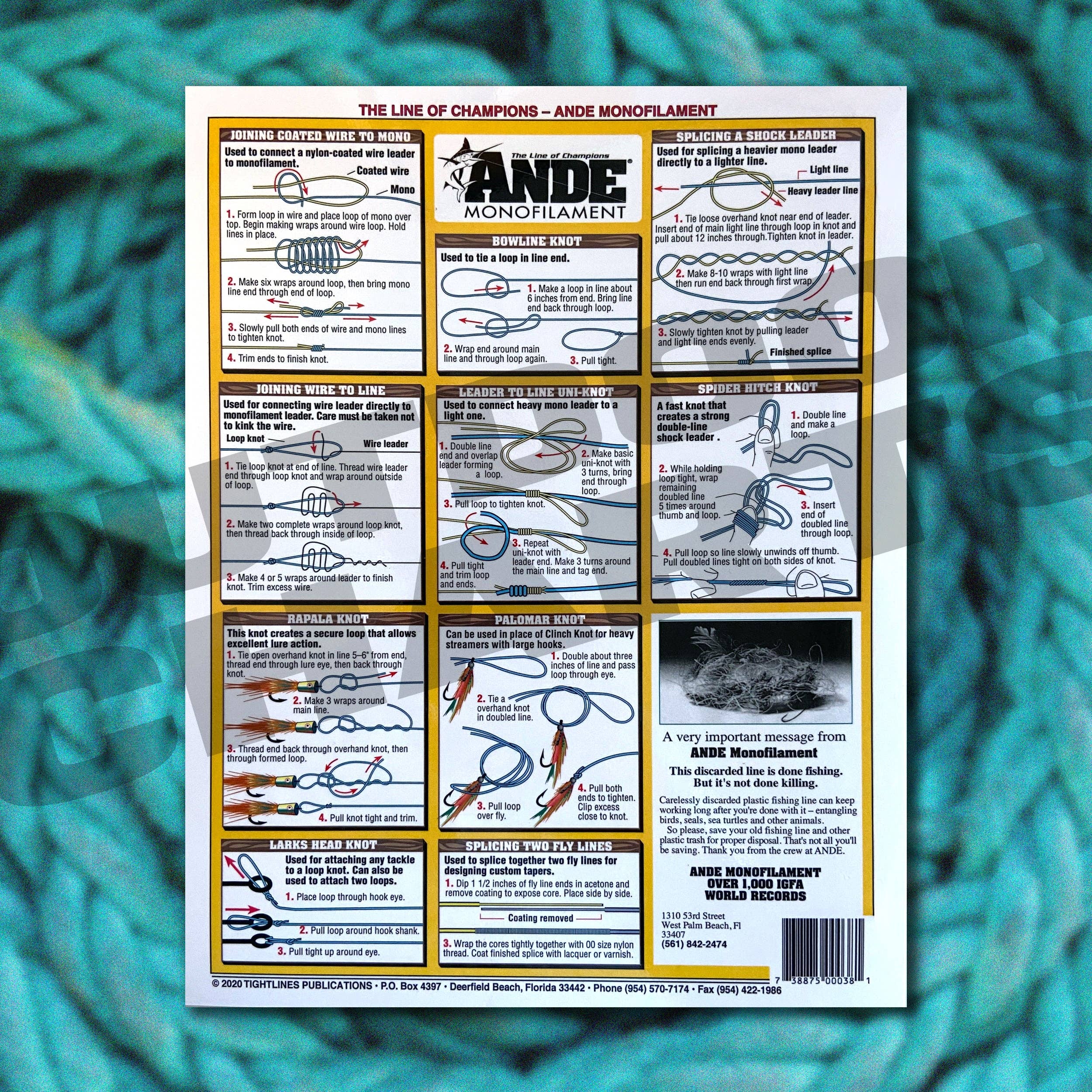 Outdoor Charts – wholesale Sporting accessories – Fishermen's Fly Fishing Knot Tying Chart #6 (Freshwater)1