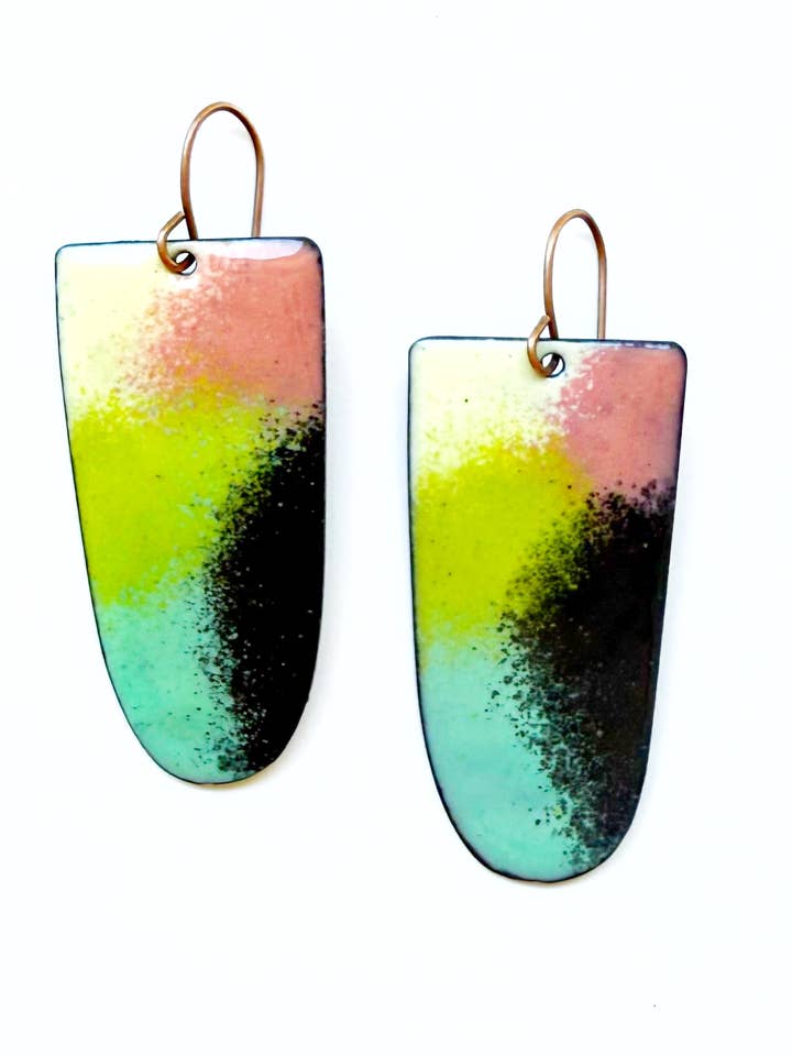 Modern Enamel Half Moon Earrings for wholesale by Courtney Fischer Jewelry
