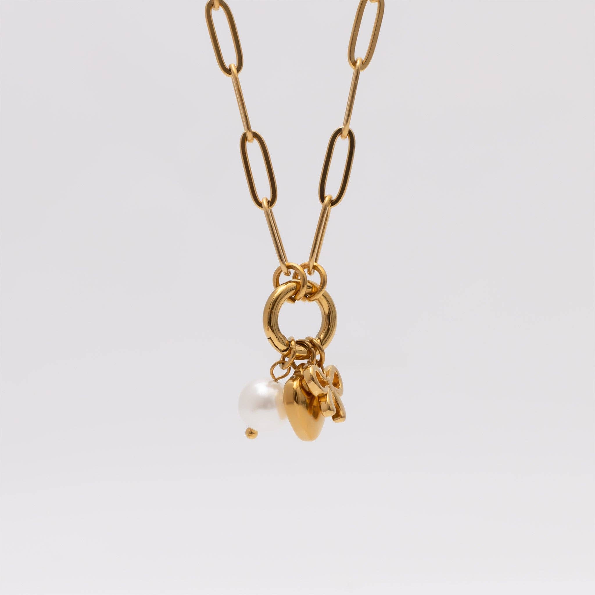 WJW – Engroshandel Smykkesæt – 18K guld rustfrit stål halskæde med sløjfevedhæng gavesæt7