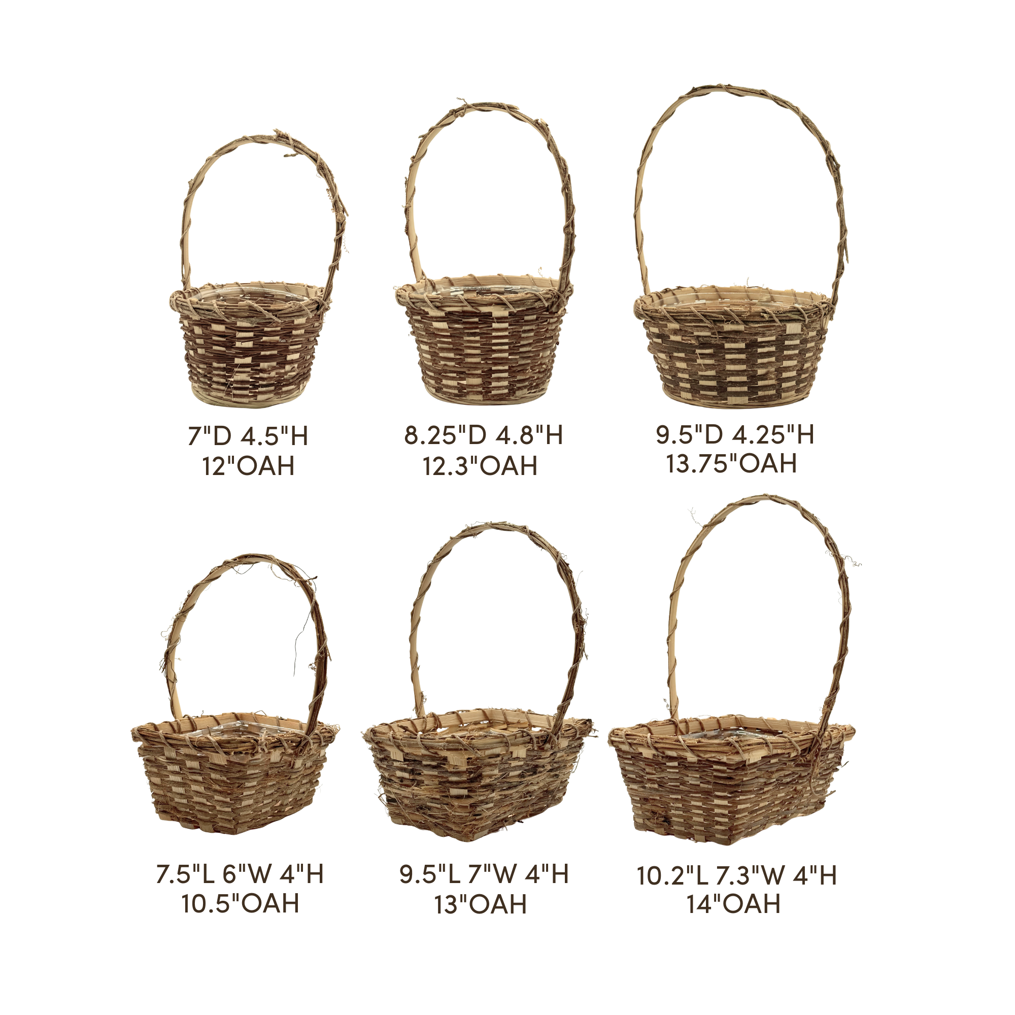 Jacobson - Wholesale Basket - 9.5"D Mixed Vine Rattan Baskets - 2 Sets of 31