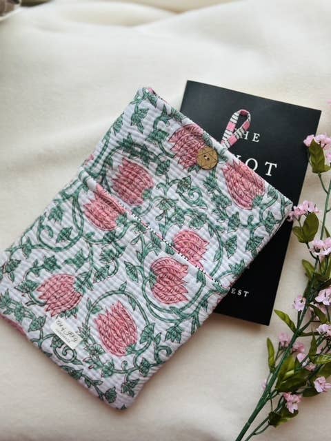 Hand-block Printed Book Sleeve, Quilted Book Cover for wholesale by ART of JOY
