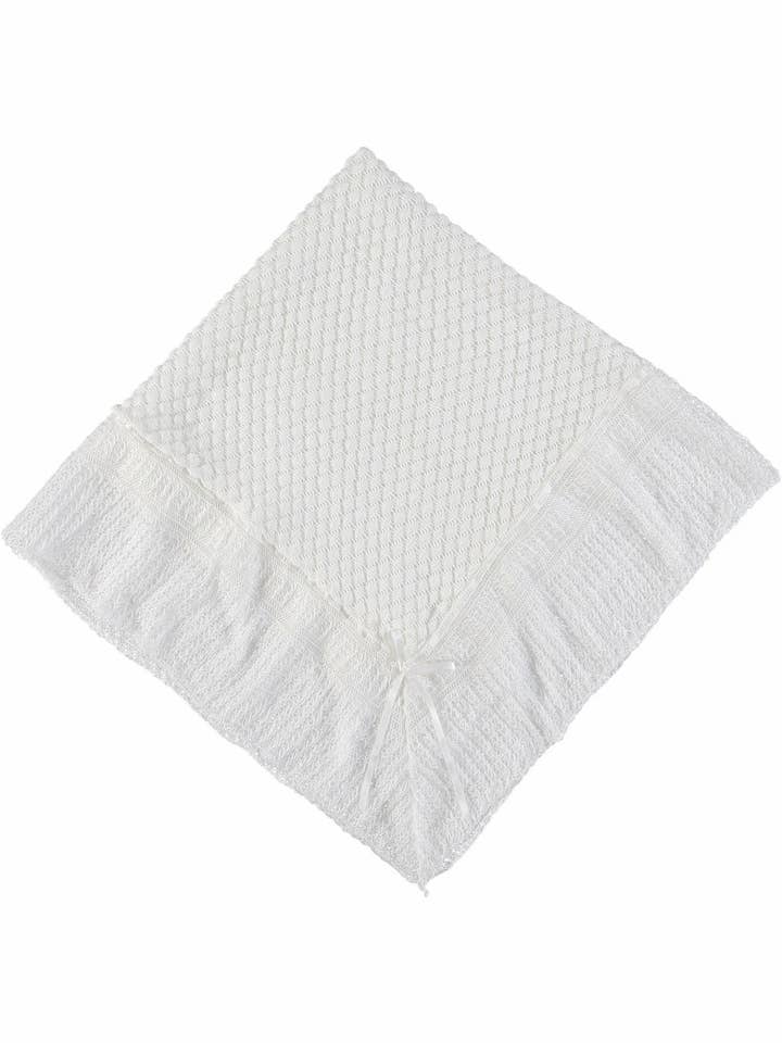 Julius Berger & Carriage Boutique - Wholesale Bedding blanket – Kids & Baby - Christening Blanket Shawl Belgium Lace with White Ribbon0