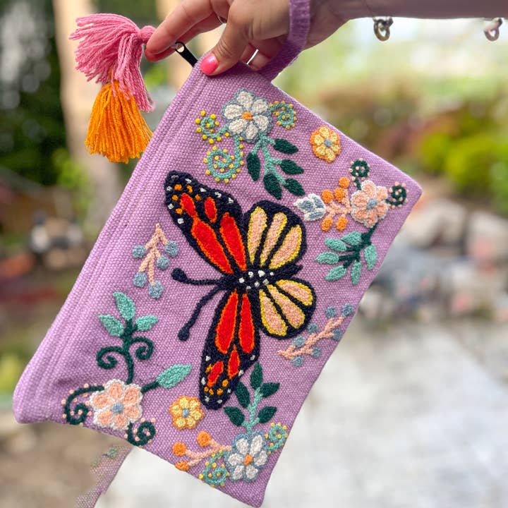 Artesana Love - Wholesale Pouch – Women’s - Mariposa Monarch Hand Embroidered Tablet Pouch0