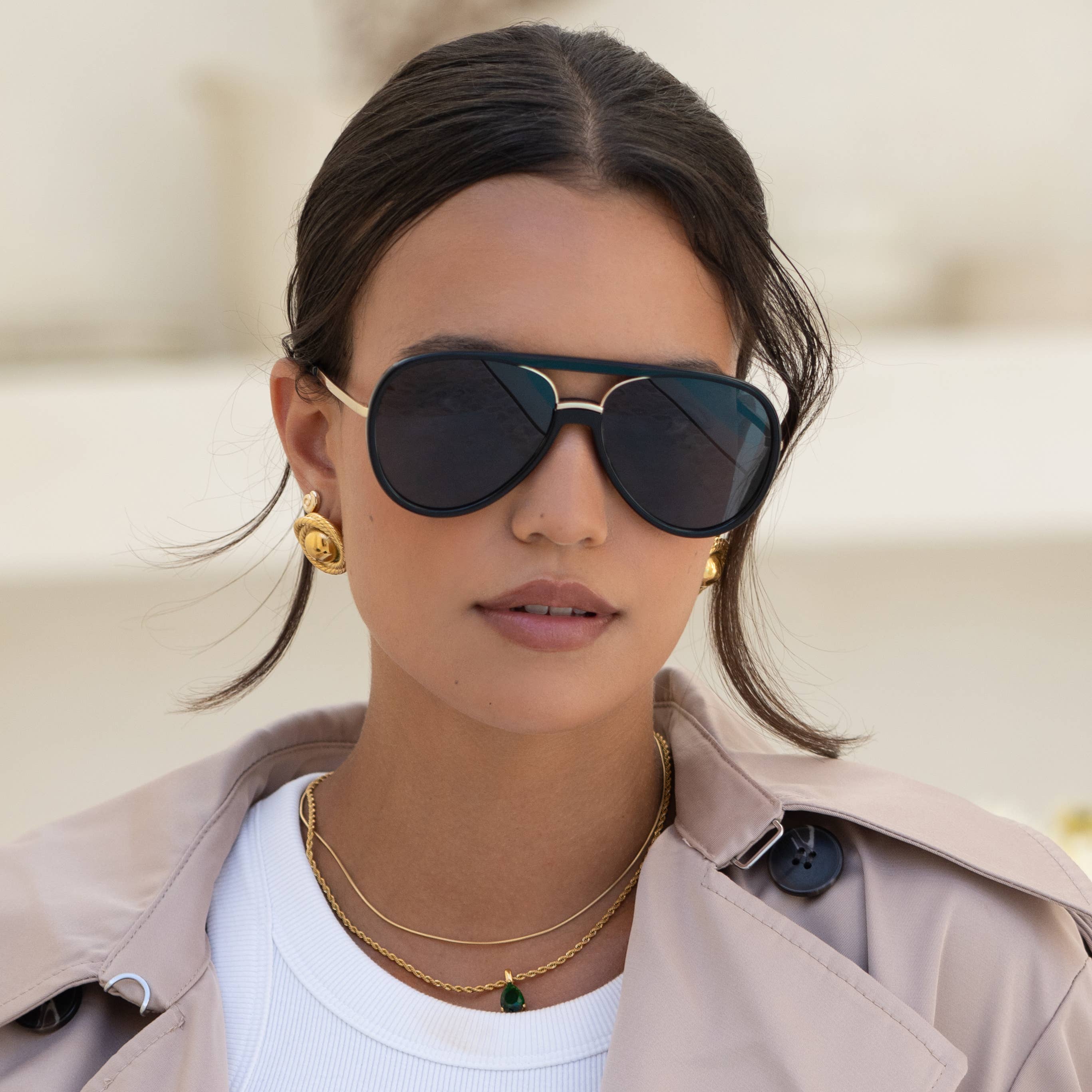 Black Shay (NEW) Unisex Aviator Sunglasses  for wholesale on Faire1
