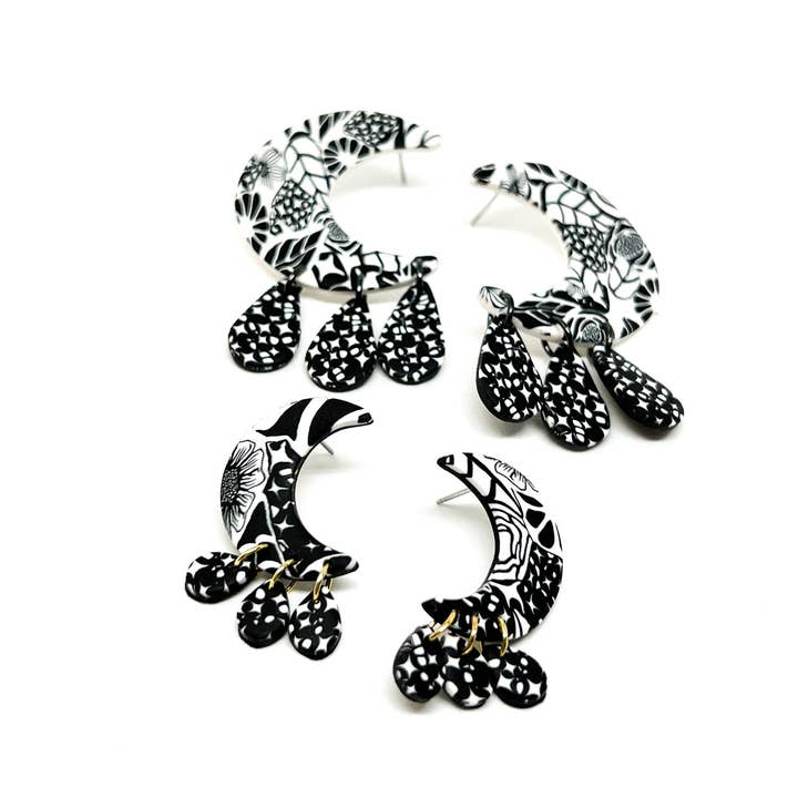 Hillside Studio - Wholesale Dangle Earrings - Luna Earrings - B & W7