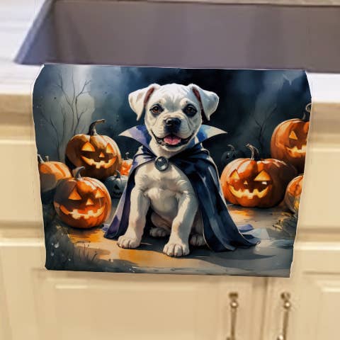 Pano de Cozinha de Halloween com Cachorro Boxer Branco DAC8407 por atacado de Caroline's Treasures