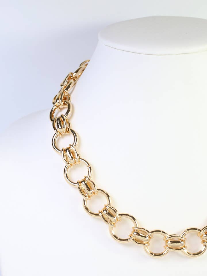 Gloversville Circle Link Necklace Gold for wholesale by Caroline Hill