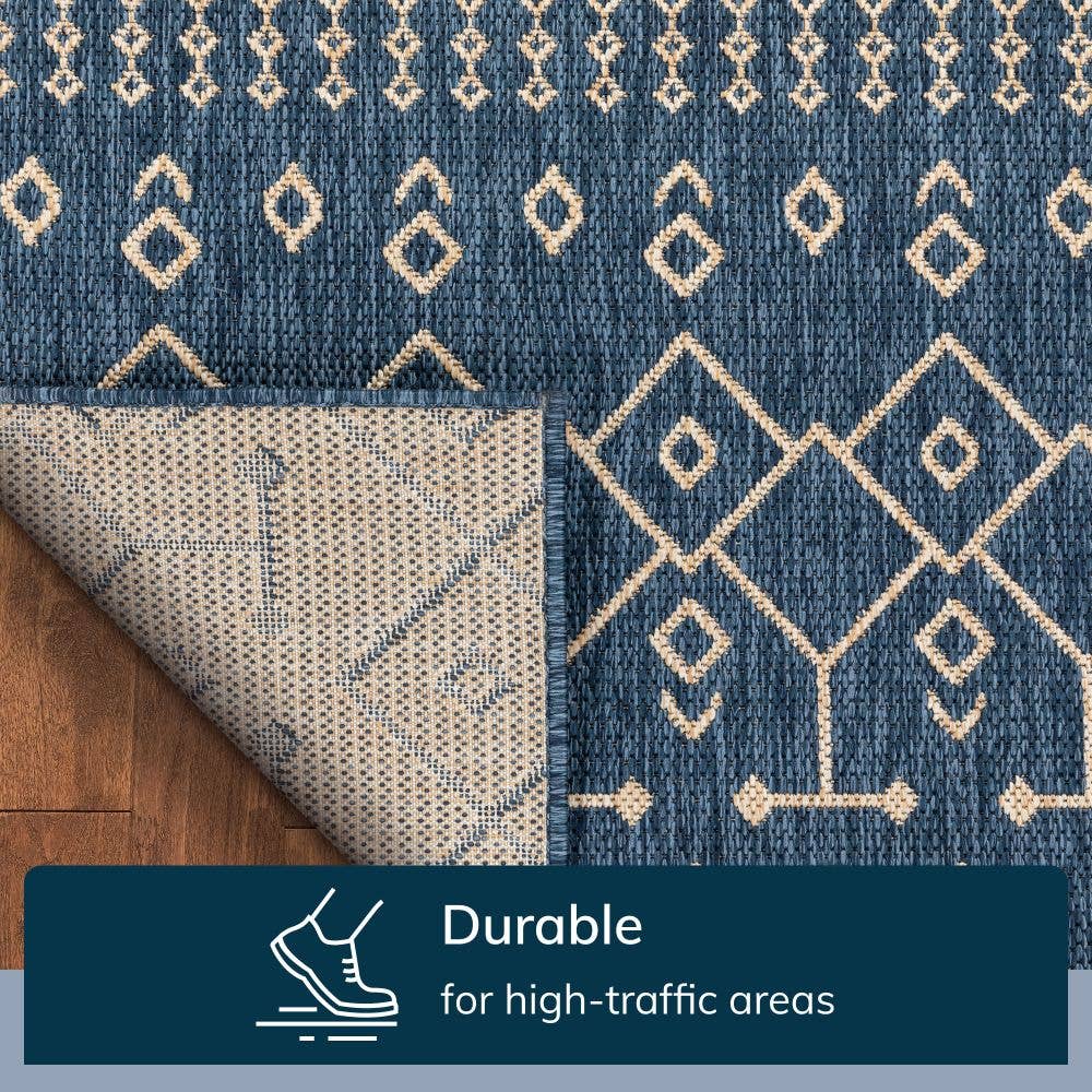 Well Woven - Wholesale Area Rug - Nord Moroccan Tribal Indoor Outdoor Blue Flatweave Rug11