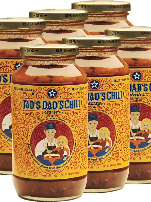 (6) 24oz Jars Tad's Dad's Chili - Spicy Chipotle for wholesale by Tad's Dad's Chili