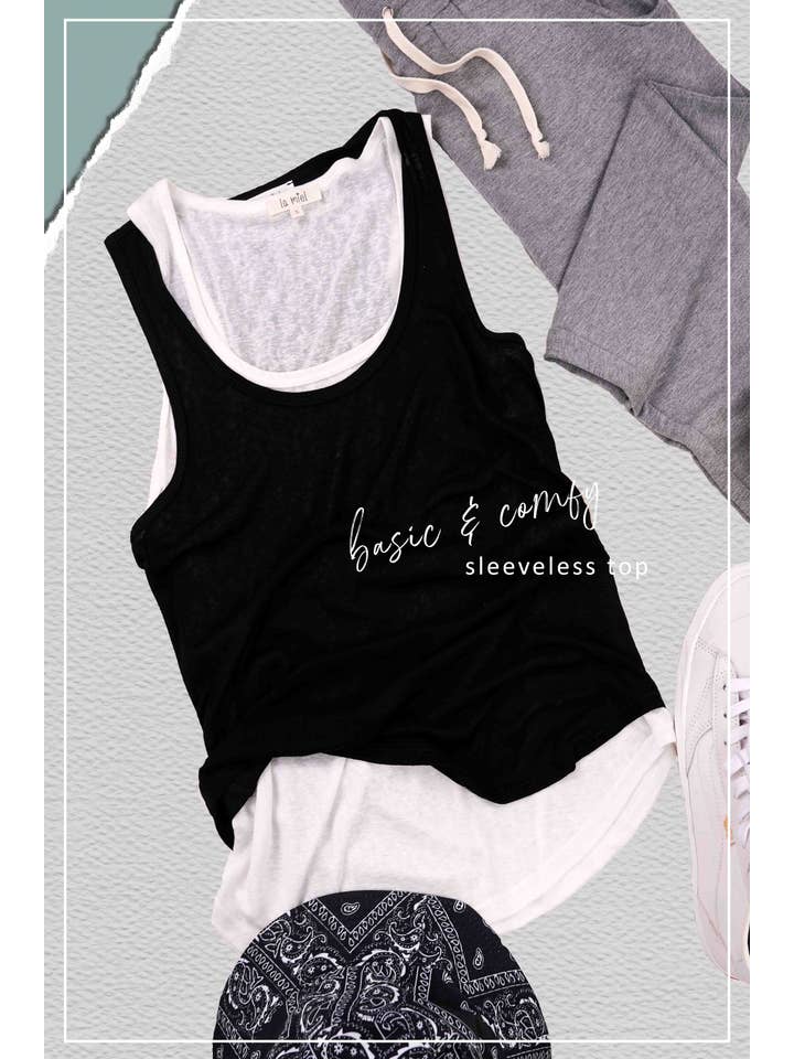 La Miel - Vente Débardeur – femme - HBT7633-Haut sans manches Active Loose Fit Athleisure Style25