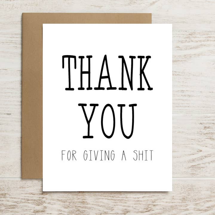 Funny Thank You Card – Thanks for Actually Giving a Shit for wholesale by North Star Rustics Greetings