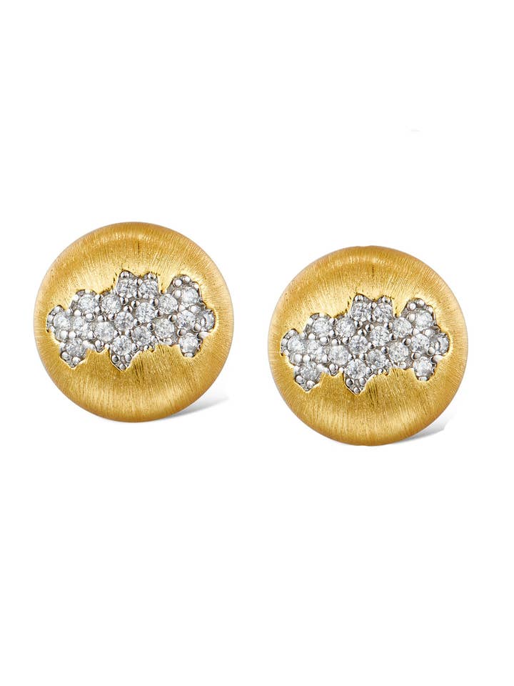 Boucles d'oreilles clous en vermeil doré avec zircon cubique Duat pour la vente par Janus