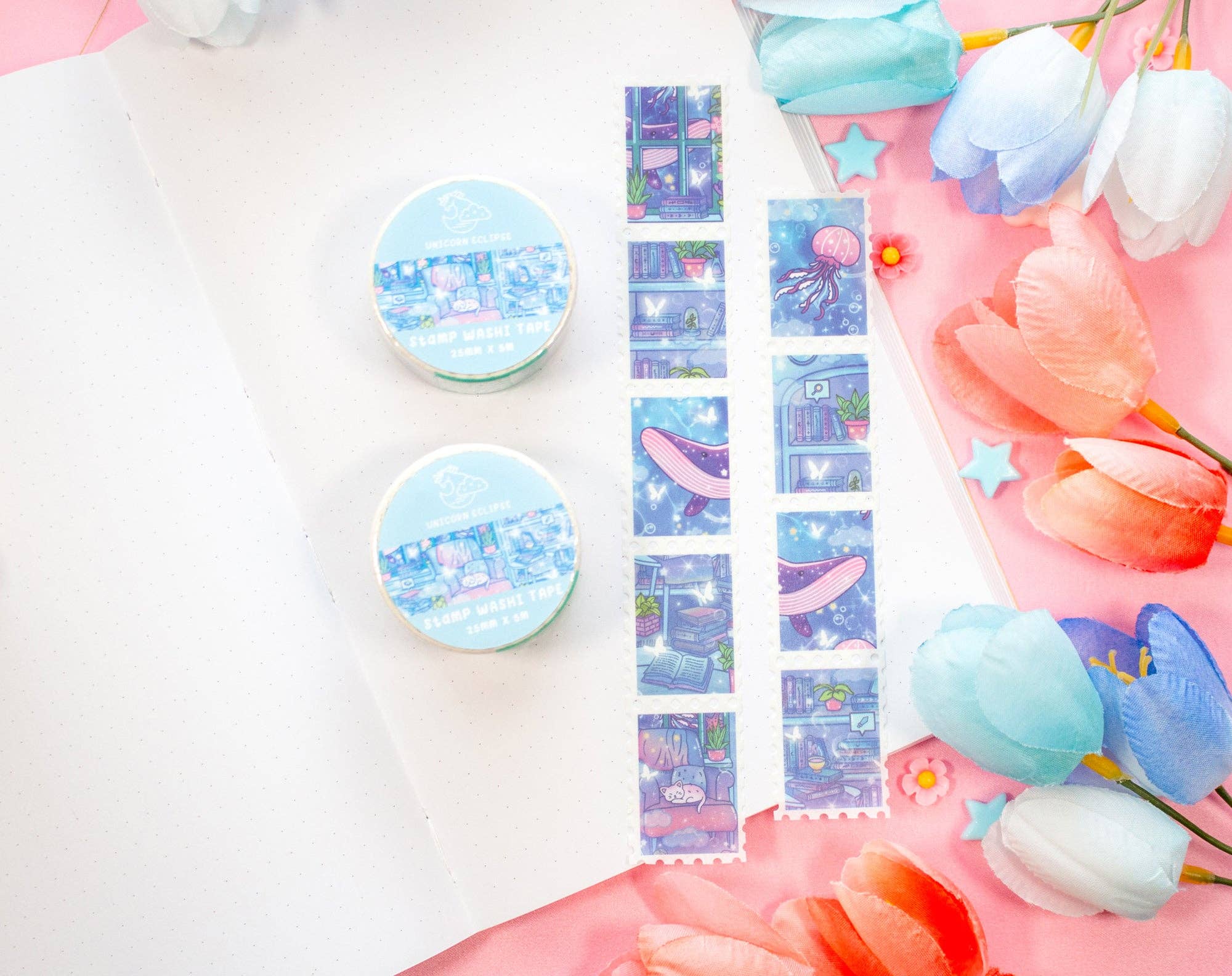 Unicorn Eclipse - Wholesale Washi Tape - Reading Room Stamp Washi Tape2