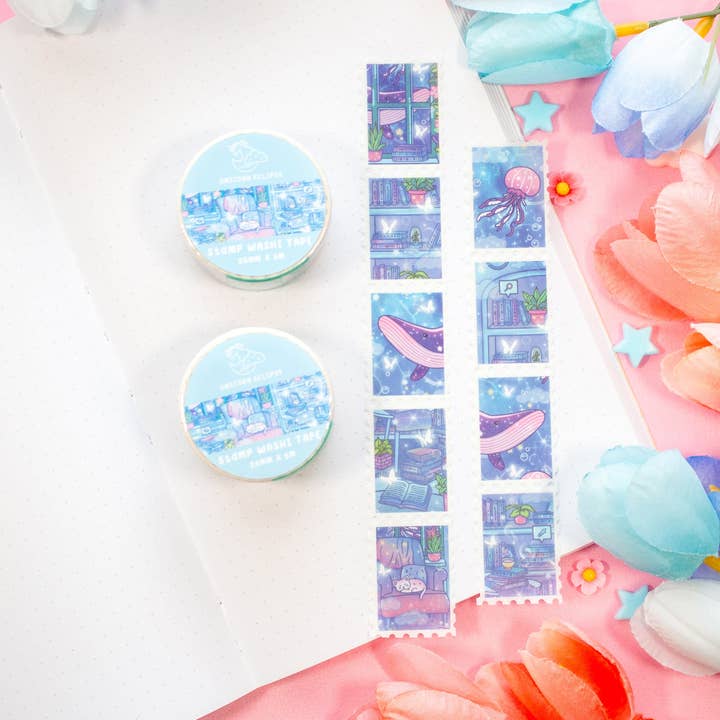 Unicorn Eclipse - Wholesale Washi Tape - Reading Room Stamp Washi Tape2