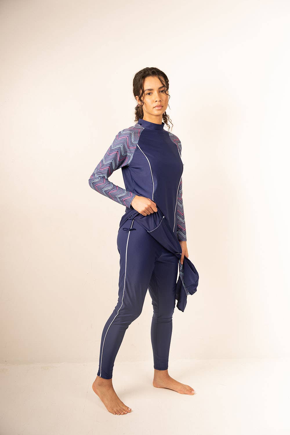 Navy Geometric Print Plus Size Burkini/HY2469 for wholesale on Faire3