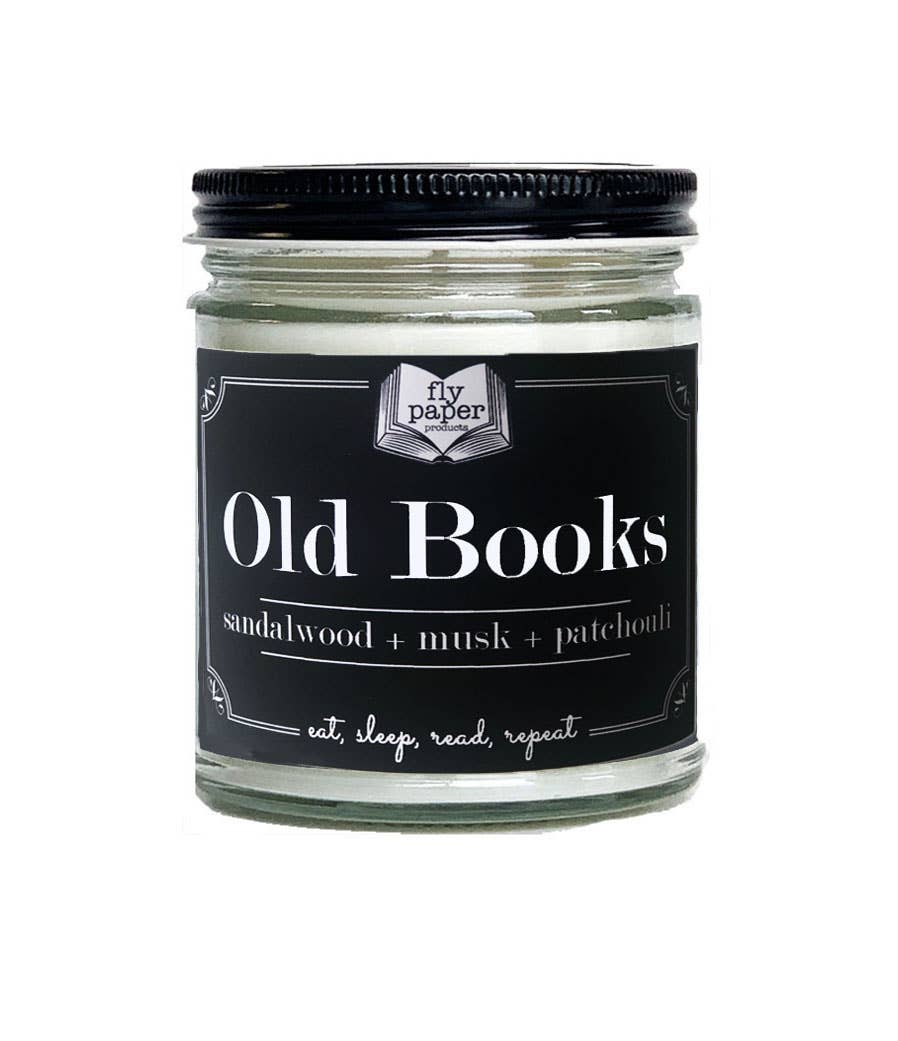 Fly Paper Products - Wholesale Jar/Filled Candle - Old Books Scented 9oz Candle Sandalwood + Musk + Patchouli