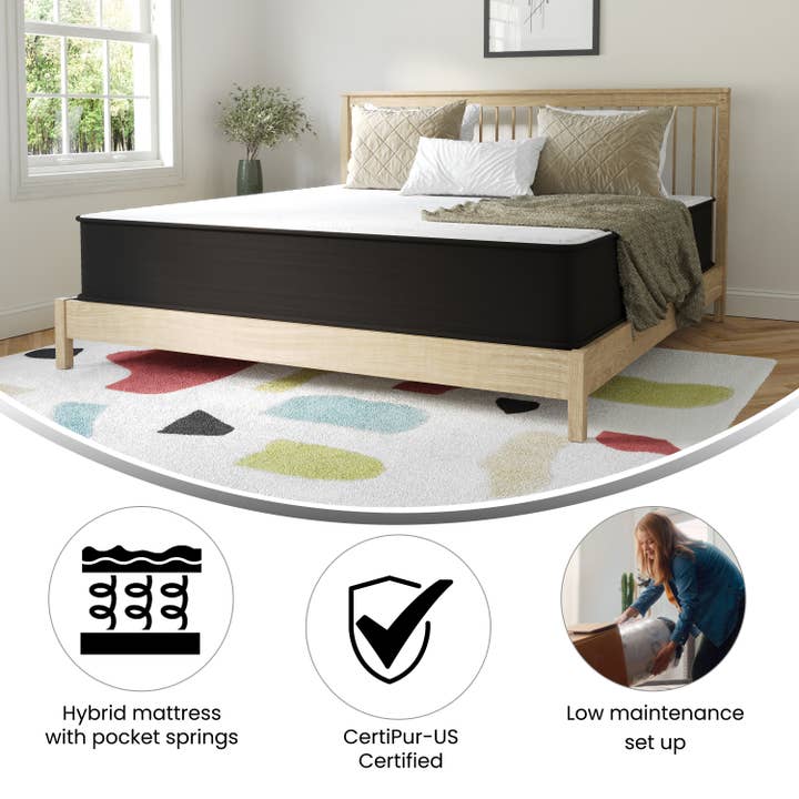 Flash Furniture - Wholesale Bed - 12" King Foam and Spring Hybrid Mattress in a Box