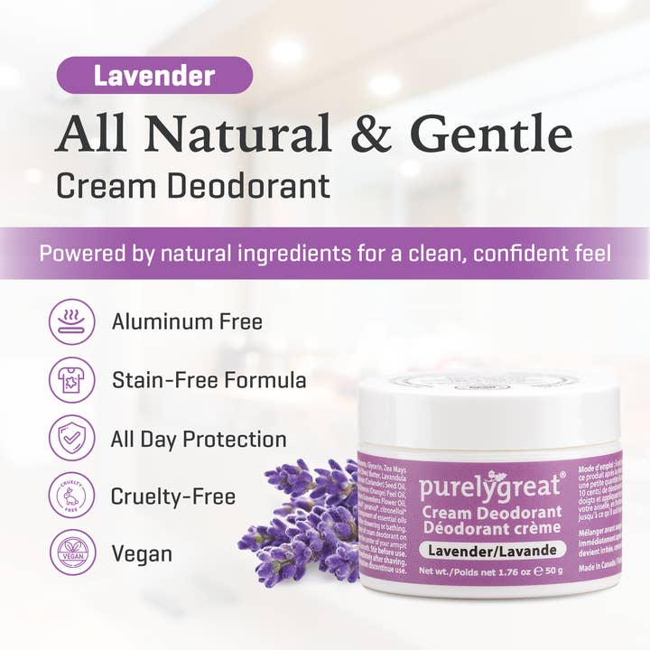 Purelygreat Natural Deodorants - Wholesale Deodorant - Unisex - Purelygreat Cream Deodorant - Lavender5