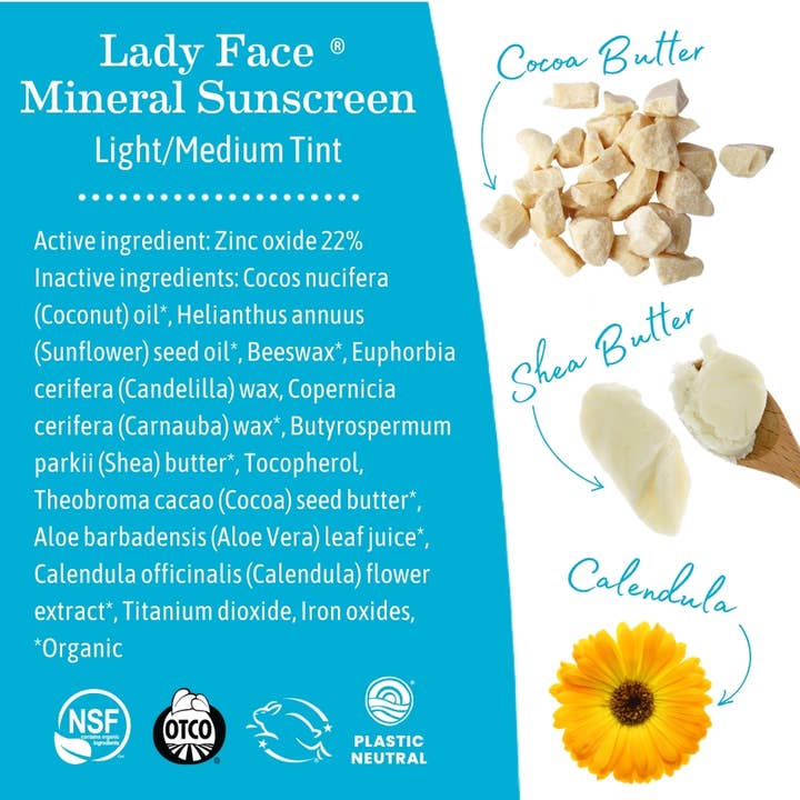 Earth Mama Organics - Wholesale Sunscreen - Lady Face Mineral Sunscreen Face Stick SPF 40