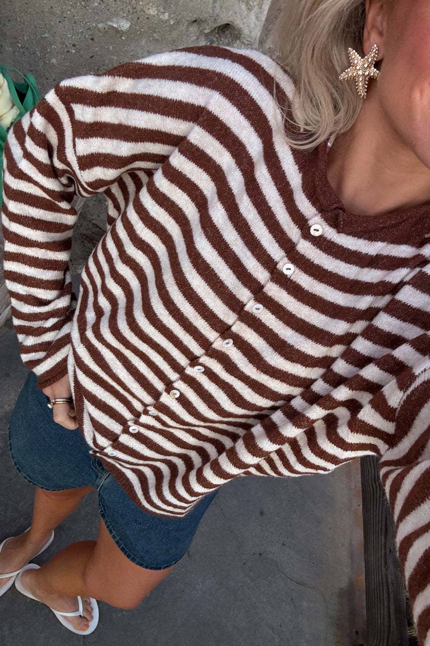 Hope & Sunshine - Vente Cardigan – femme - Cardigan en maille rayé7