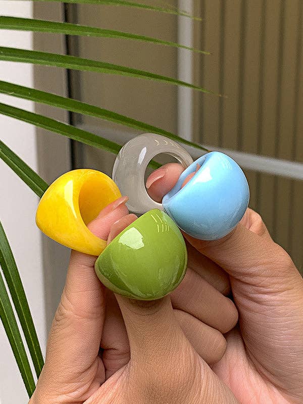 Original Solid Color Geometric Resin Rings Accessories for wholesale by StyleGalX