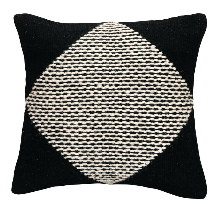 Casa Amarosa - Wholesale Throw/Decorative Pillow - GoodWeave Certified Diagonal Stripe Pillow - Black0