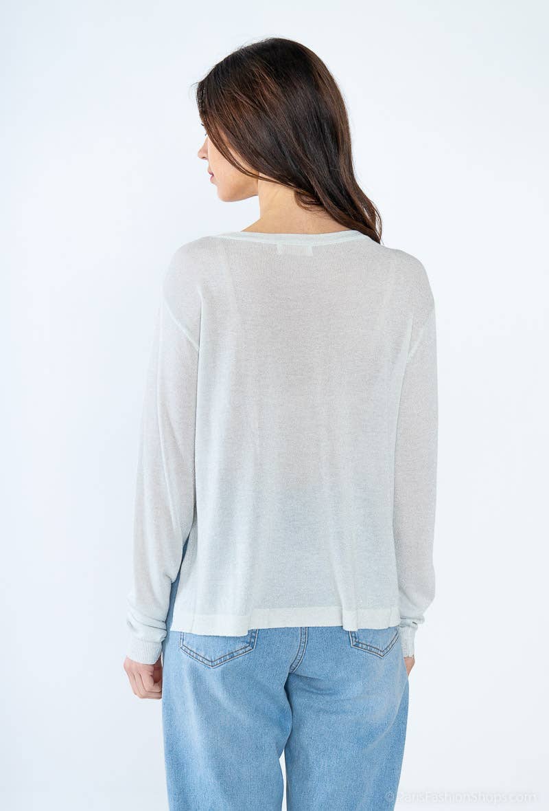 Attrait Paris – Engroshandel Strikket top - Dame – Lurex mesh top med lange ærmer13