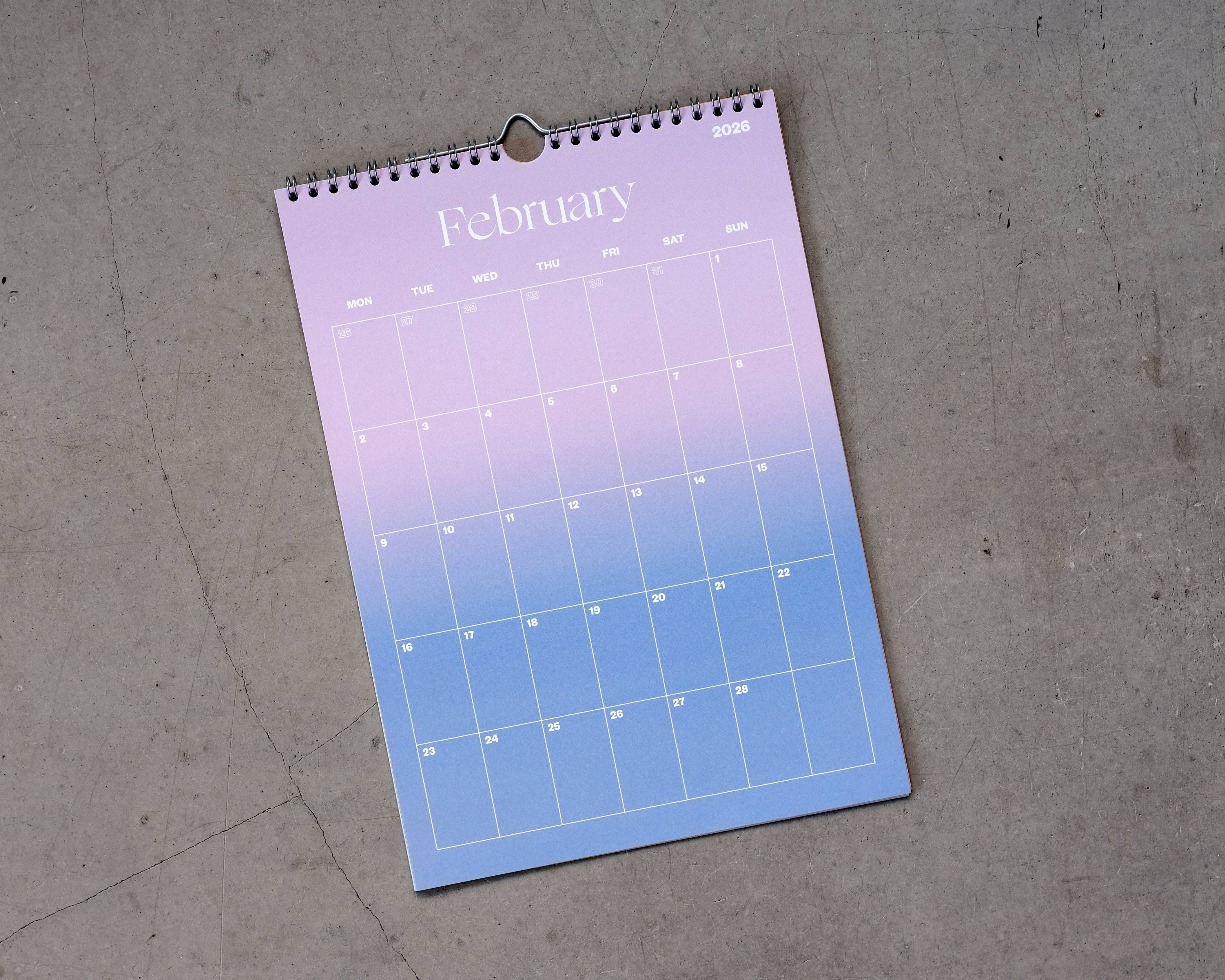 Yearcalendar – wholesale Calendar – 2026 Wall Calendar Gradient A42