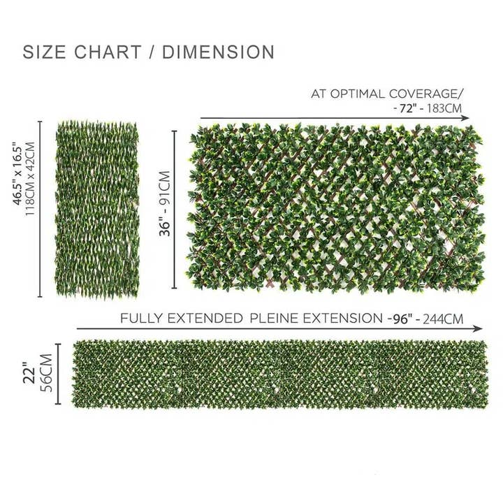 Designer Plants - Wholesale Trellis - Expandable Faux Jasmine Trellis Privacy Fence (Variable Size) UV Resistant 72" x 36"