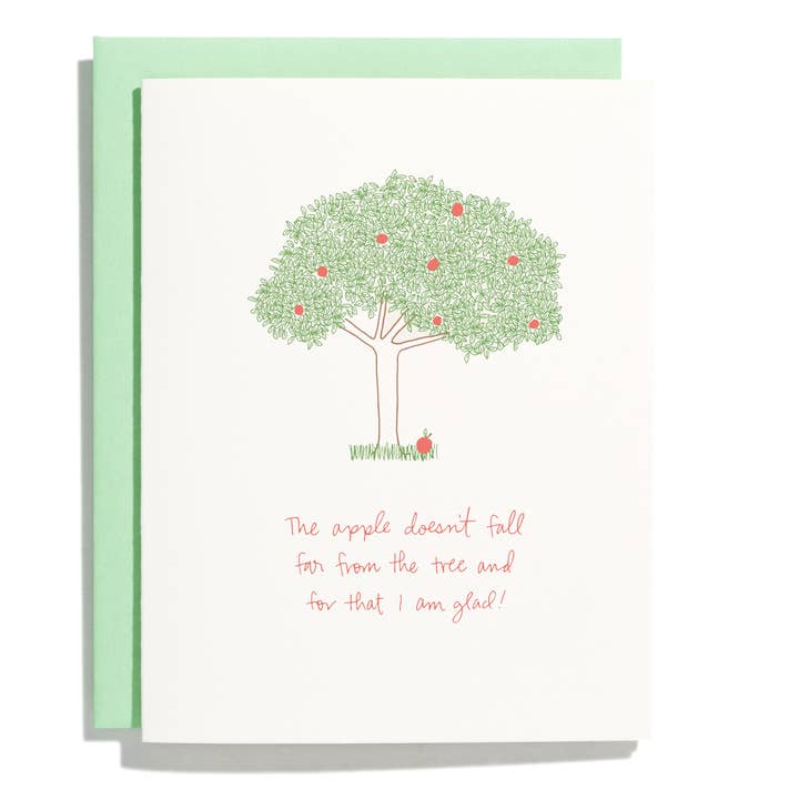 Apple Doesn't Fall Far - Letterpress Greeting Card for wholesale by Shorthand Press