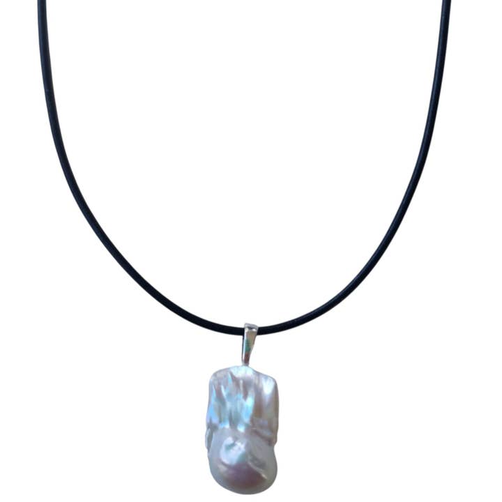La Perla Large Baroque Pearl Pendant on Leather Necklace for wholesale by PearlGem Designs