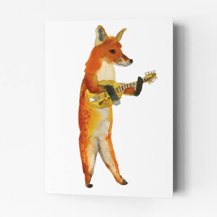C0119 - Mandolin Fox Card for wholesale by Rosie Webb illustrations