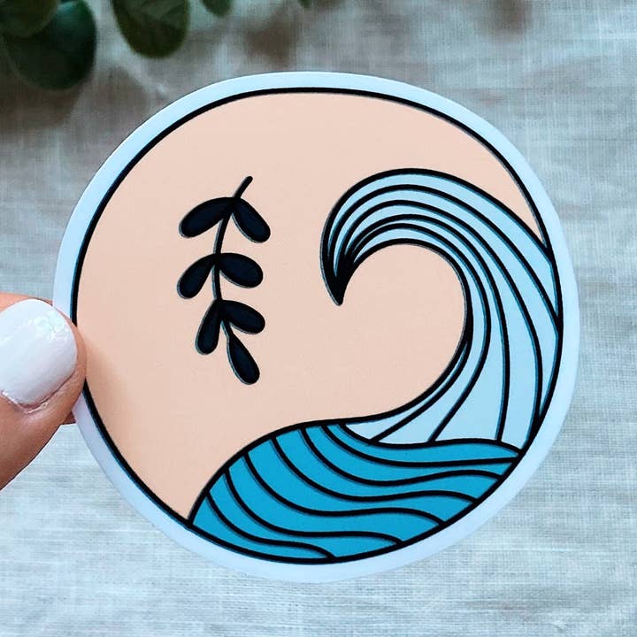 Autocolante de Vinil para Garrafa de Água com Vibrações de Praia e Ondas do Oceano por atacado de Tiny Acres Co