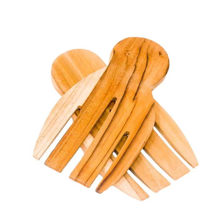 Vintage Teak Wide Serving Tongs for wholesale by POPPY + SAGE