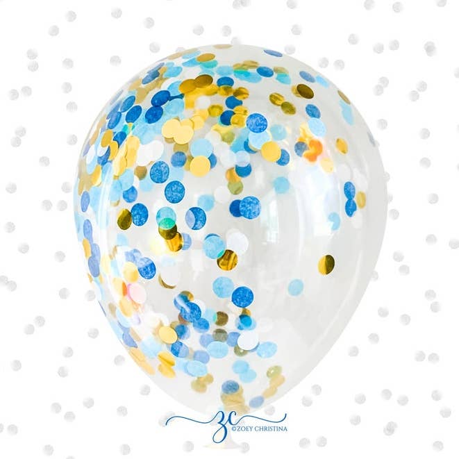 Globo relleno de confeti azul y dorado para venta al por mayor de Zoey Christina
