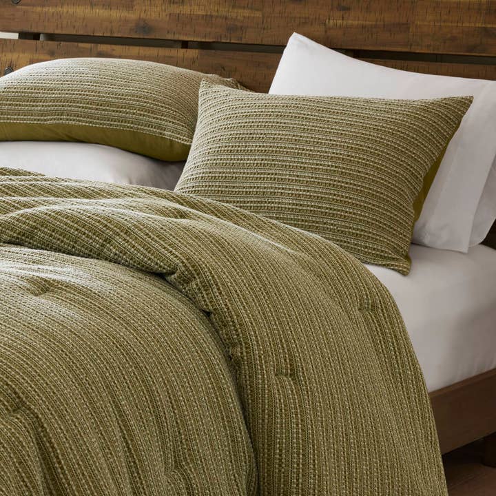 Olliix - Wholesale Bedding Set - 3 Piece Vintage Waffle Washed Comforter Set, Green5
