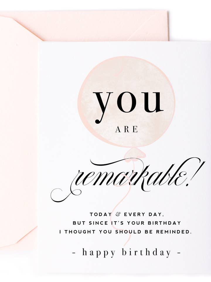 You Are Remarkable - Sweet Birthday Greeting Card for wholesale by Kitty Meow Boutique