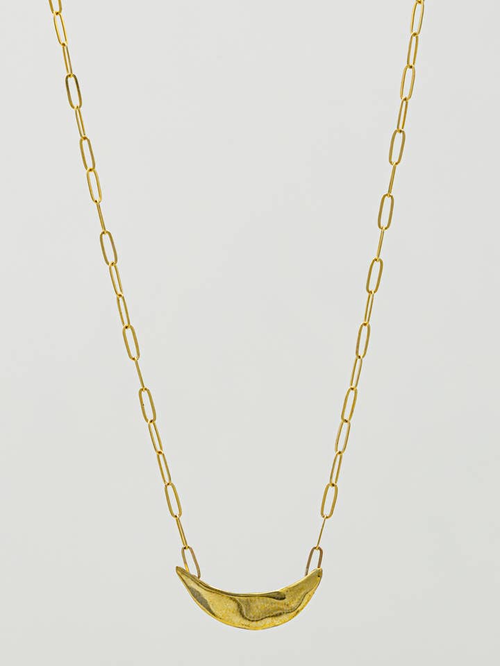 Crescent Necklace in Brass for wholesale by Moon + Arrow
