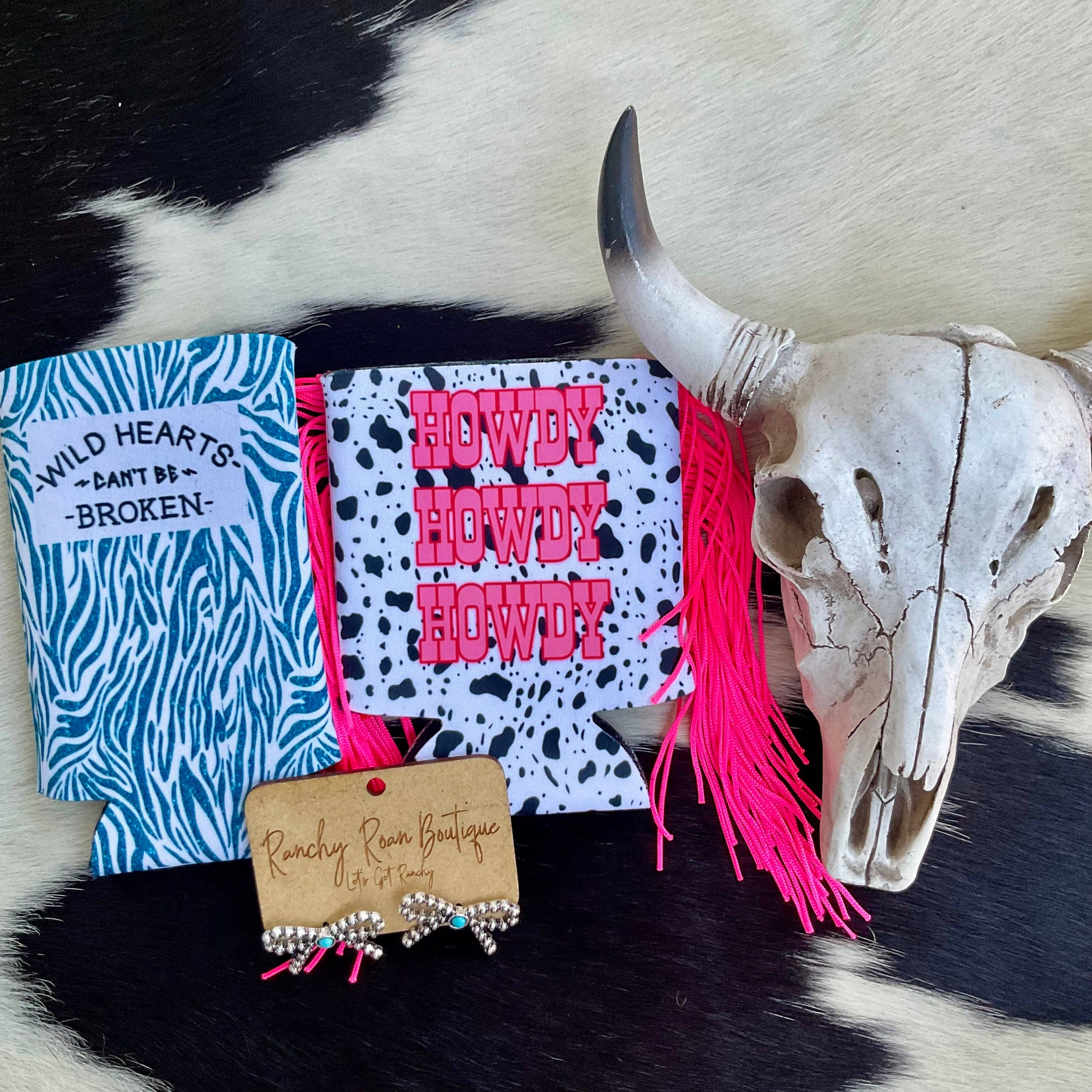 Ranchy Roan Boutique - Vendita all'ingrosso Rivestimenti per bottiglie e lattine - Ciao ciAO CIAO CIAO Western Fringe Regular Koozie2