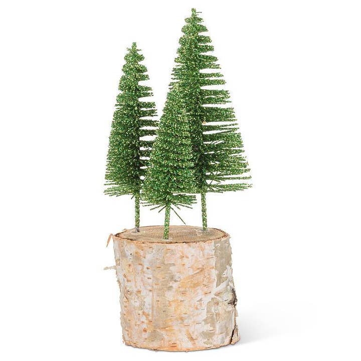 Green Glitter Brush Tree Trio for wholesale by Abbott