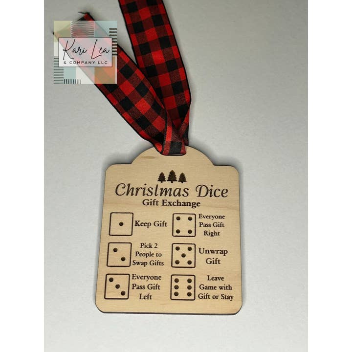 Christmas Dice Gift Exchange Tag for wholesale by Kari Lea & Company LLC