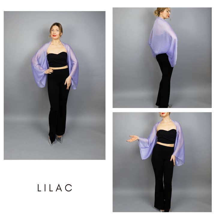 BridalSpain – wholesale Kimono – Women's – Lilac Lavender Bridesmaids Wedding Shrug Bolero1