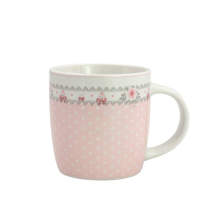 Isabelle Rose – Engroshandel Kaffekrus – Krus med prikker og roser lyserød 350 ml Isabelle Rose