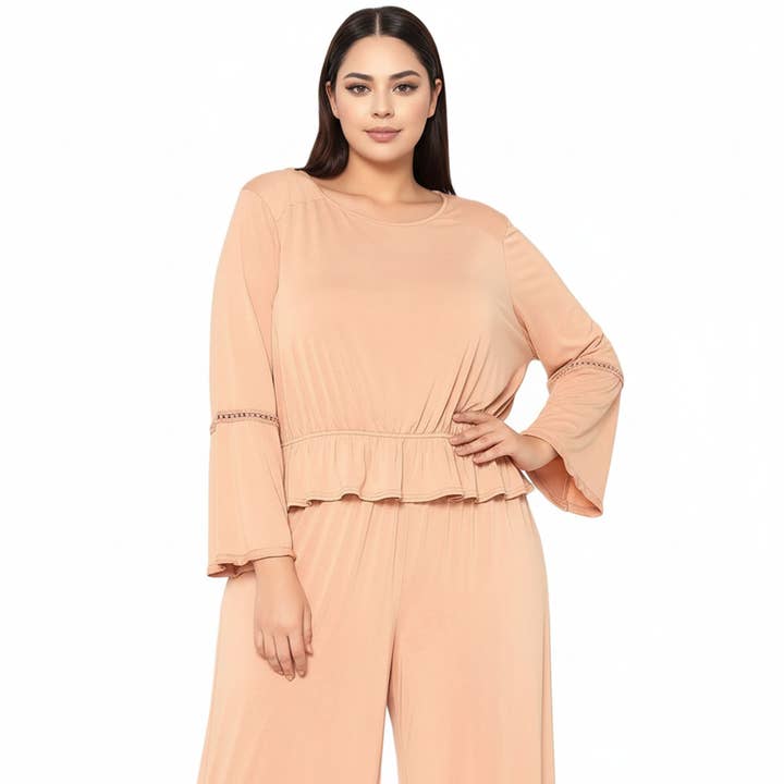 Camisola Nurode's Plus Size Plus Size com franjas e mangas em sino por atacado de Robin K