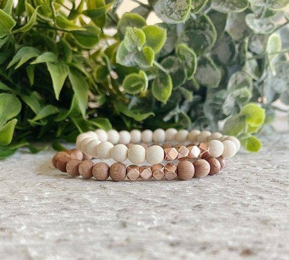 REMOVED BRAND – wholesale Pärlarmband – Minimalistisk Trä+Rose Gold pärlarmband - 6 MM4