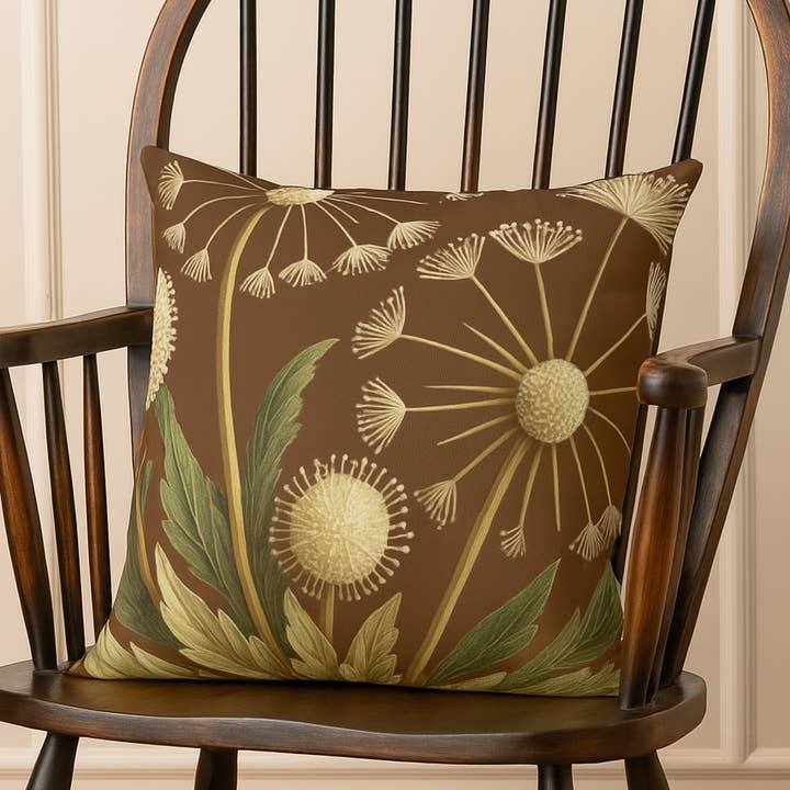 Upside Down Owl Farm - Wholesale Throw/Decorative Pillow - Botanical Dandelion Floral Throw Pillow, Earthy Vibes5