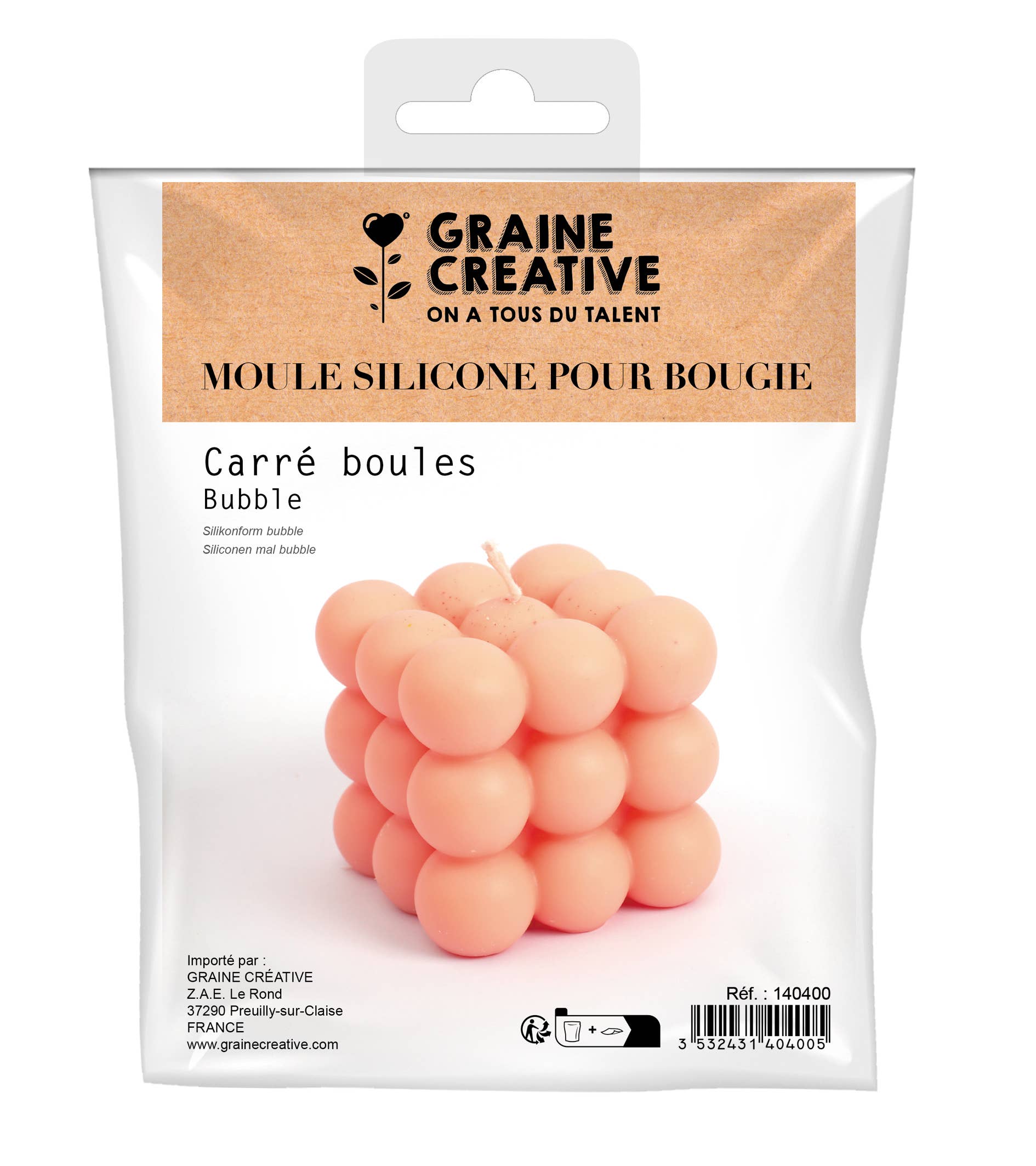 Graine Créative - Vente Présentoir – papeterie et articles fantaisie - MOULE BOUGIE SILICONE - BUBBLE0