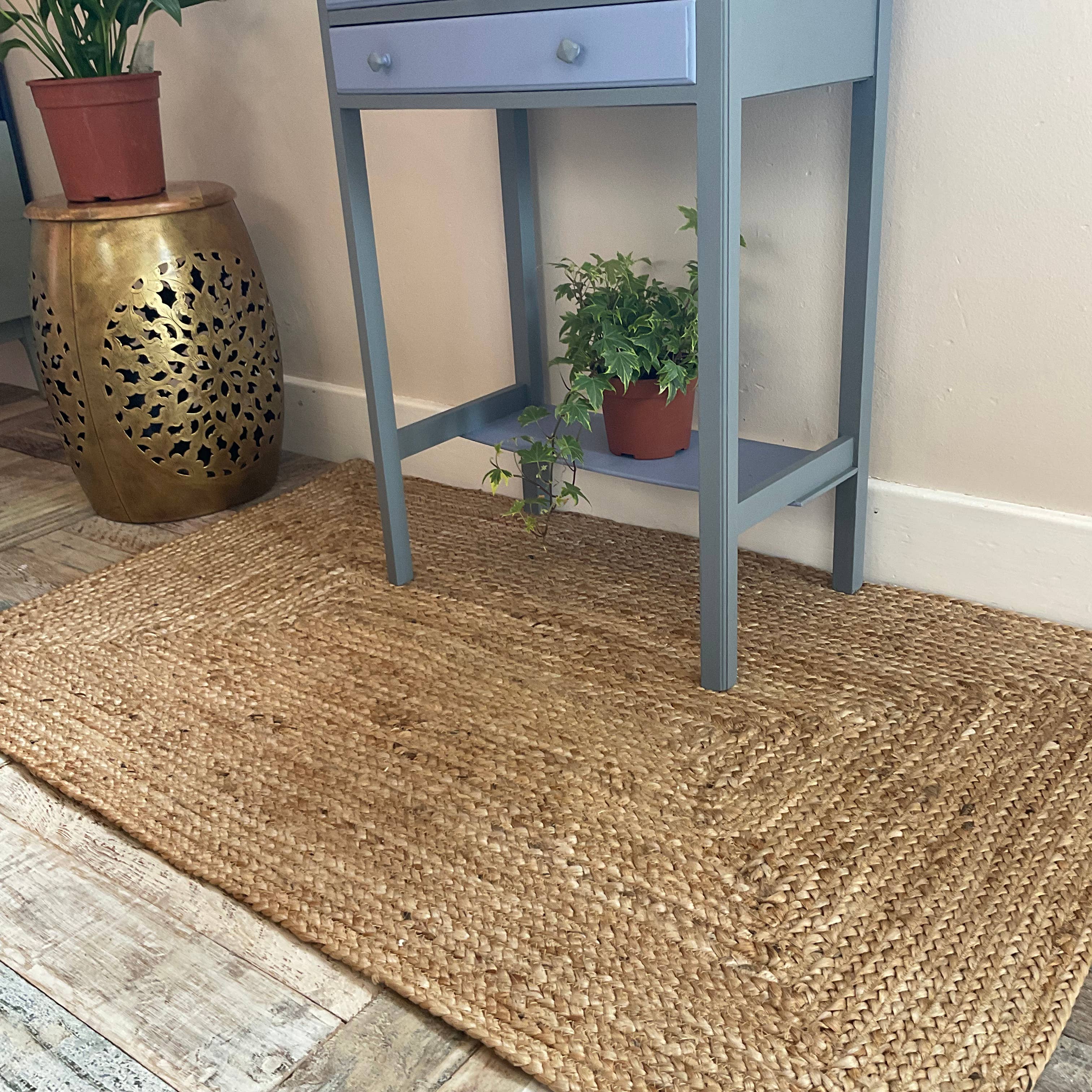 Second Nature Online - Vente Tapis - Tapis rustique DHAKA tissé à la main avec poils plats en jute indien en fibres naturelles, taille L, taille M, petit et revêtement de sol neutre6