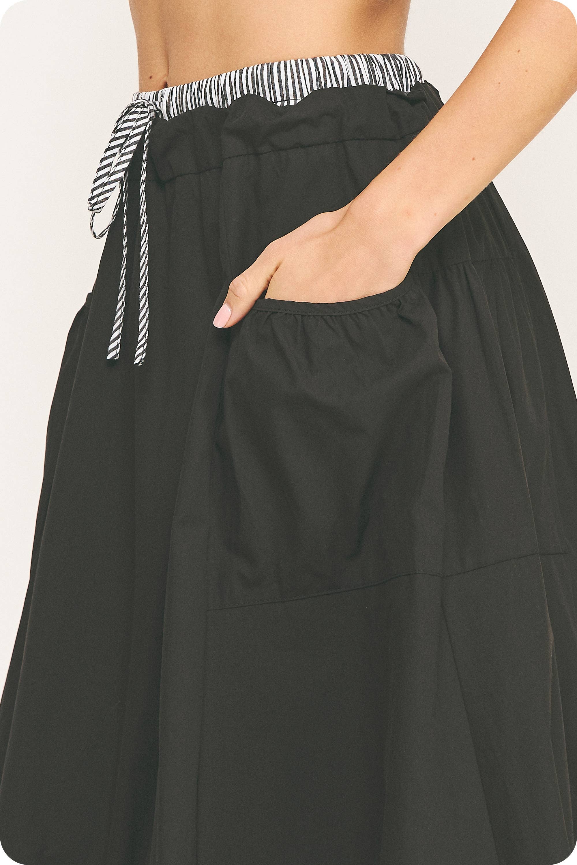 Strut & Bolt - Wholesale Rok - Dames - Streep Contrast Midi Bellenrok8