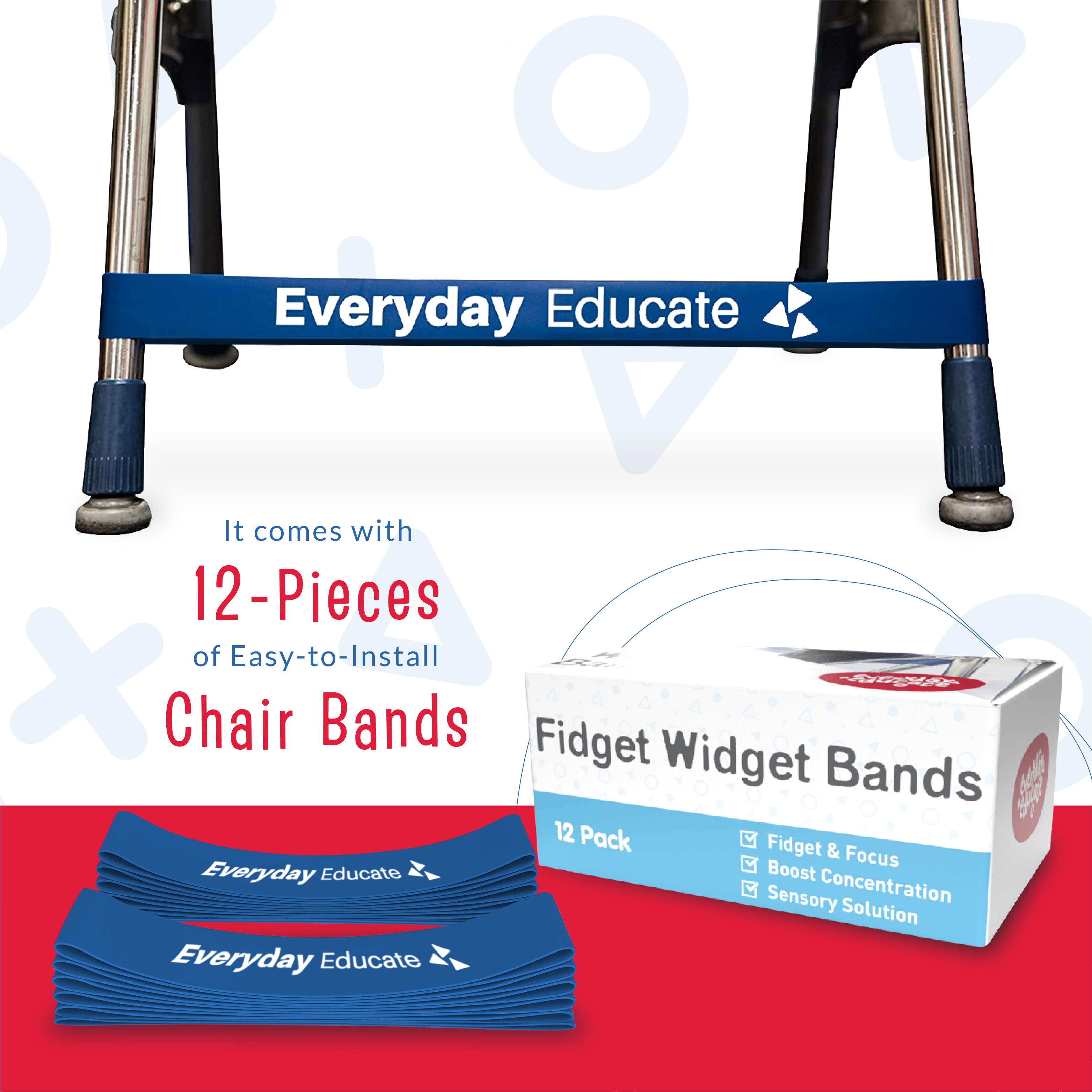 Everyday Educate – Brinquedo Fidget - Crianças por atacado – Fidget Widget Bands - Bouncy Chair Bands - Conjunto de 121